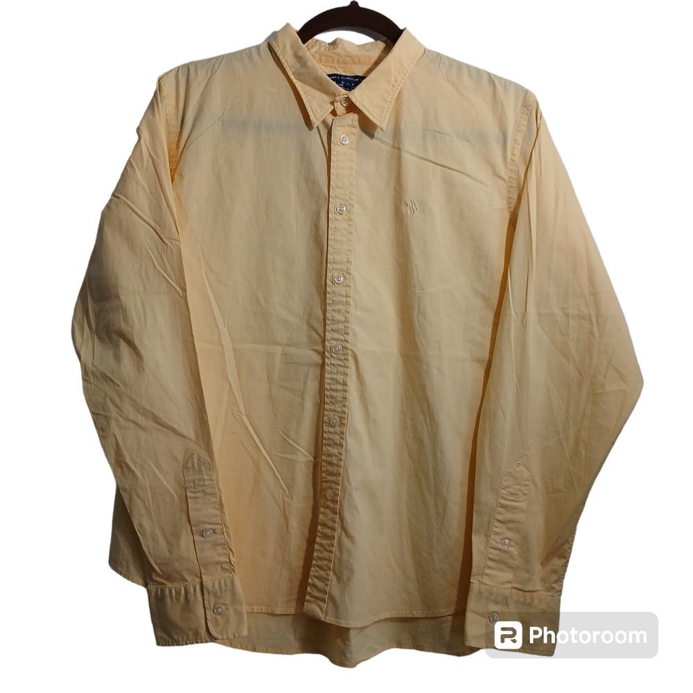 Ralph Lauren Sport Men XL Slim Fit Yellow Long Sleeve Button Down Logo